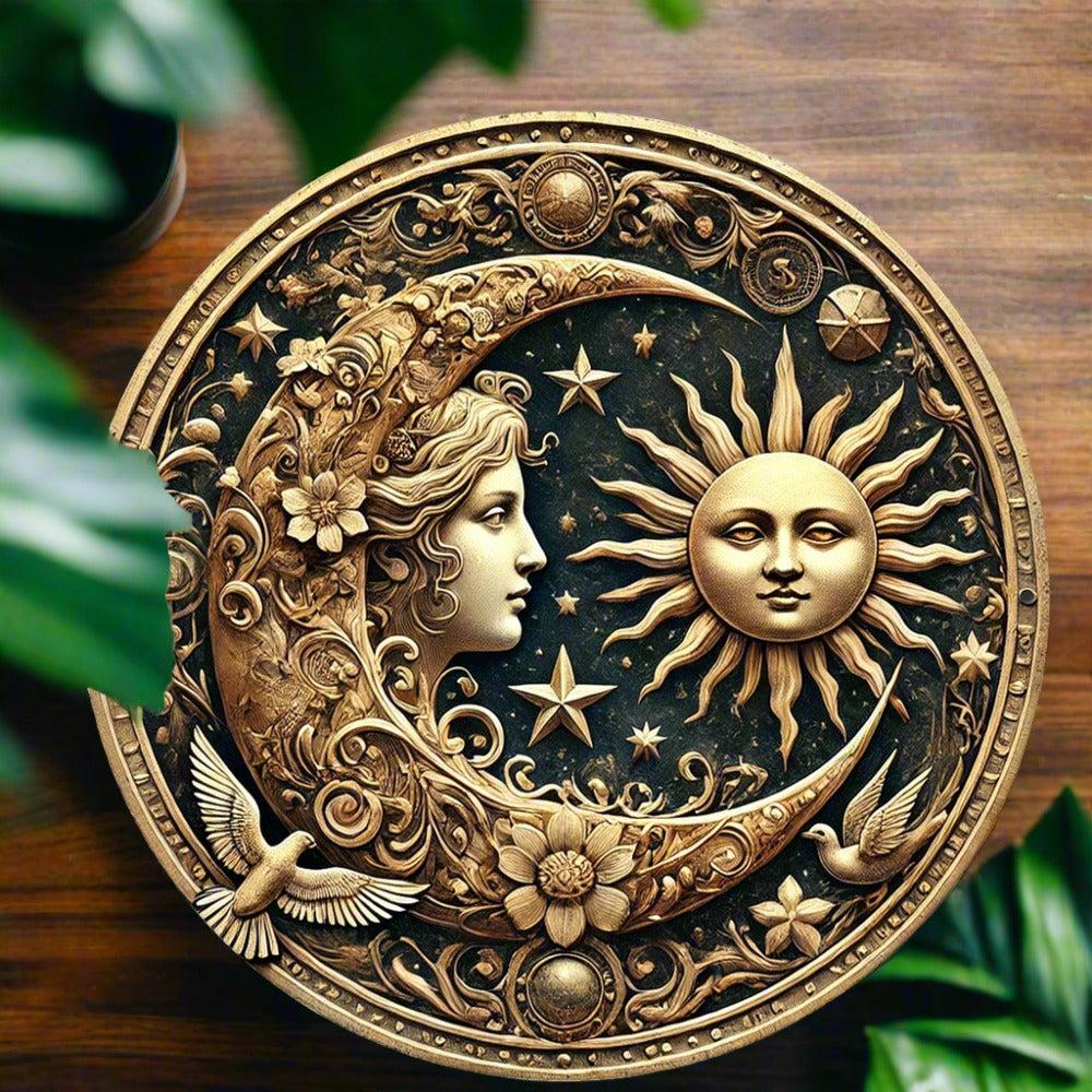 Sun And Moon Wicca Metal Sign-MoonChildWorld