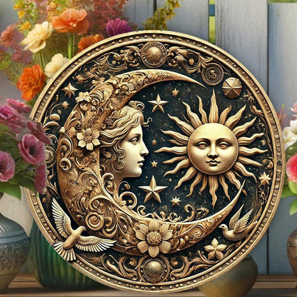 Sun And Moon Wicca Metal Sign-MoonChildWorld