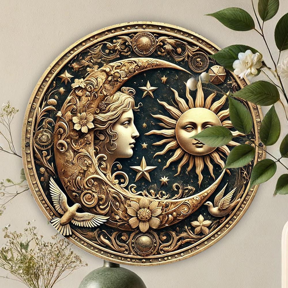 Sun And Moon Wicca Metal Sign-MoonChildWorld