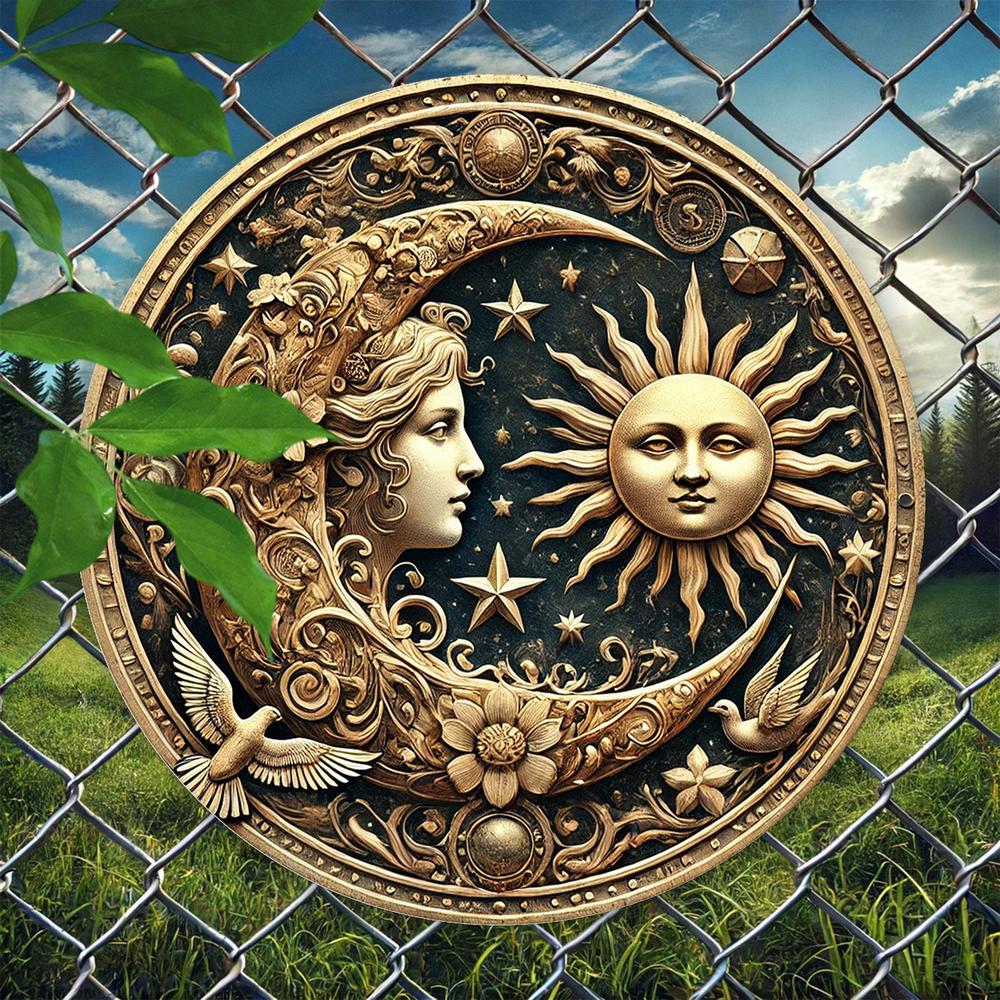 Sun And Moon Wicca Metal Sign-MoonChildWorld