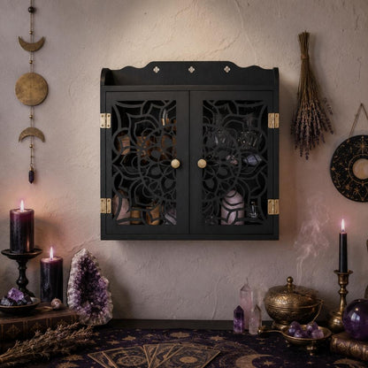 Sun & Crescent Moon Crystal Display Shelf – Celestial Witchy Wall Shelf-MoonChildWorld