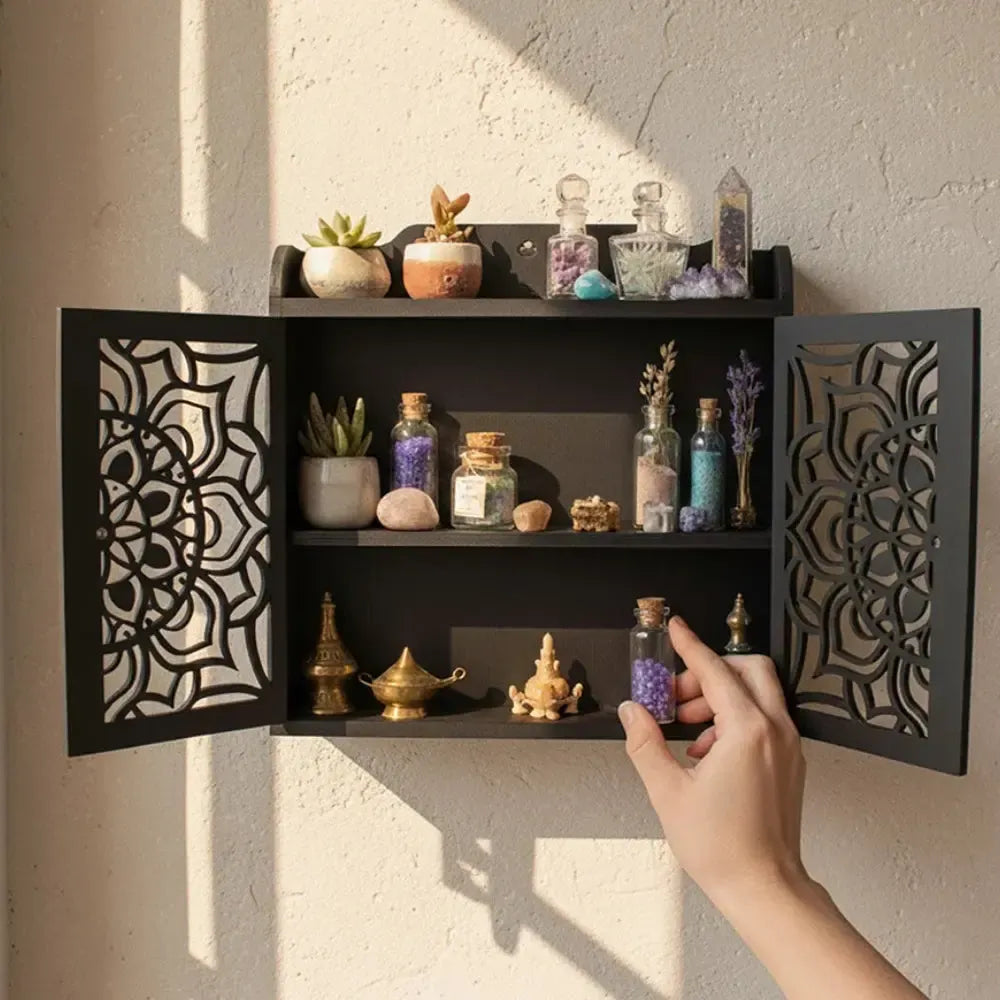 Crescent moon crystal shelf – three-layer crystal display case