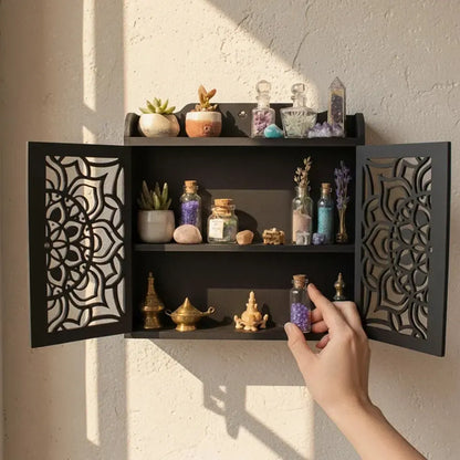 Crescent moon crystal shelf – three-layer crystal display case