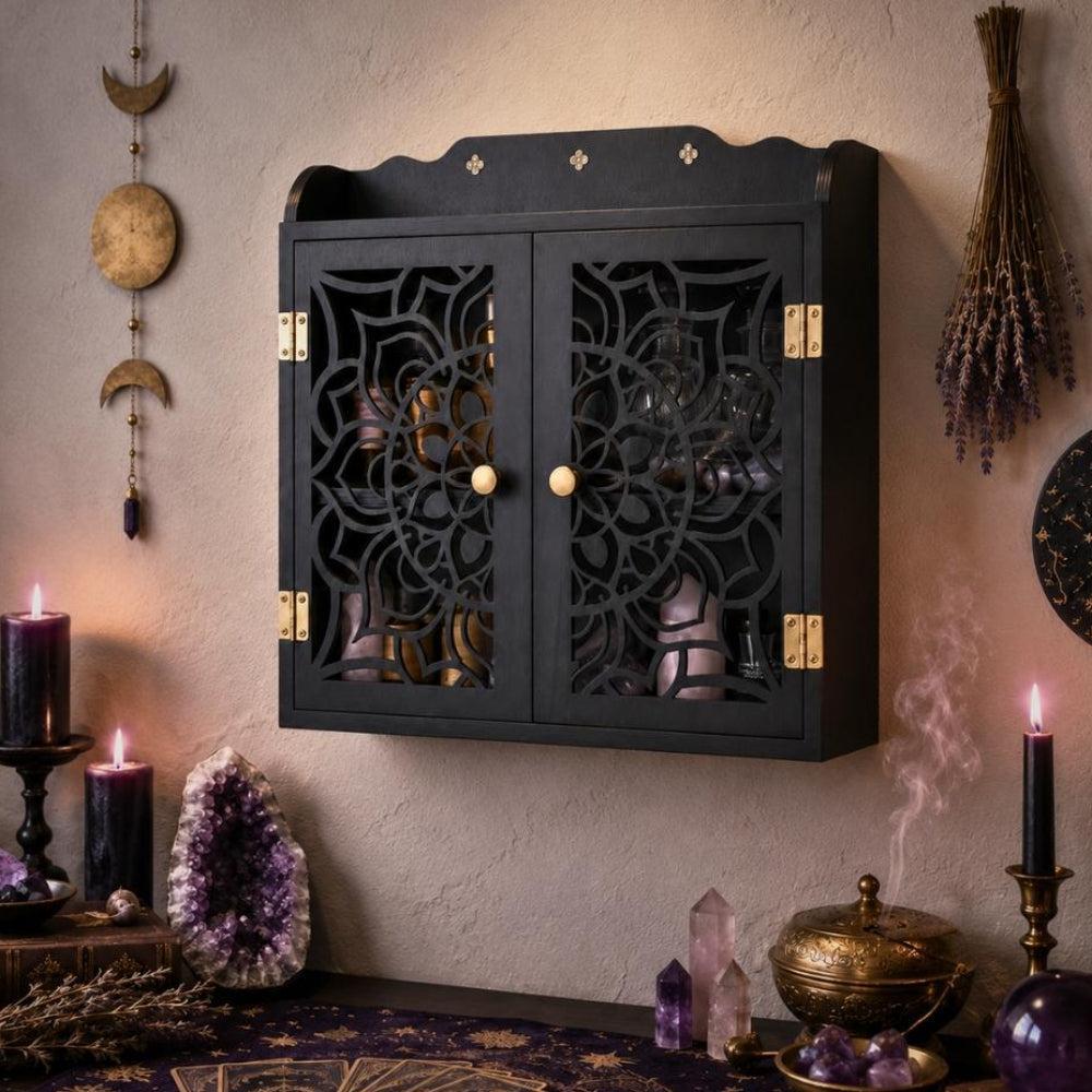 Sun & Crescent Moon Crystal Display Shelf – Celestial Witchy Wall Shelf-MoonChildWorld
