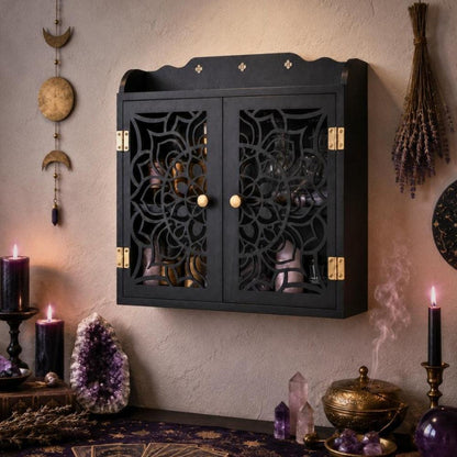Sun & Crescent Moon Crystal Display Shelf – Celestial Witchy Wall Shelf-MoonChildWorld