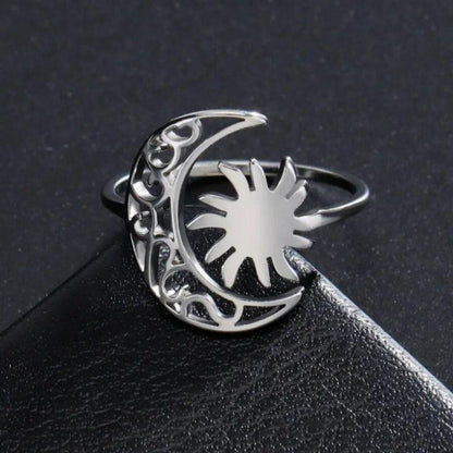 Sun Crescent Moon Ring-MoonChildWorld