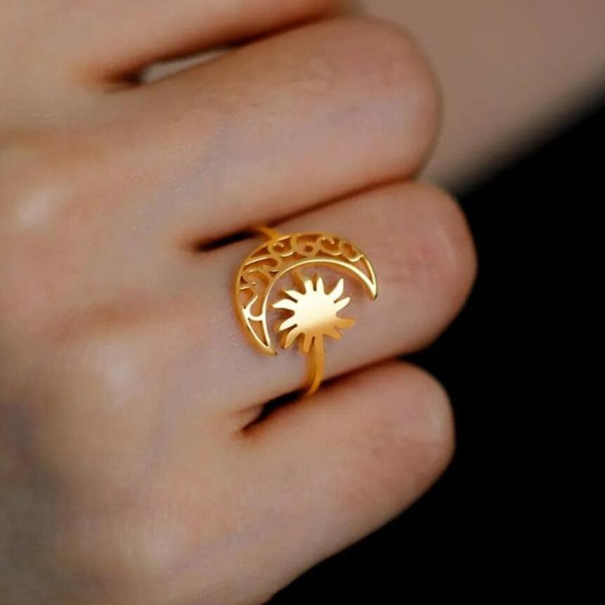 Sun Crescent Moon Ring-MoonChildWorld