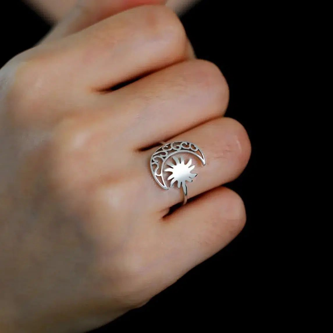 Sun Crescent Moon Ring-MoonChildWorld