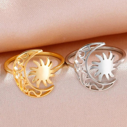 Sun Crescent Moon Ring-MoonChildWorld