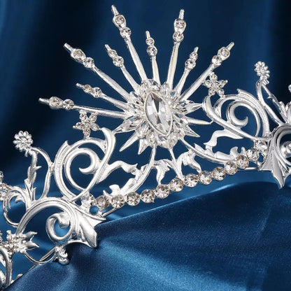 Sun Goddess Crown Wicca Pagan Tiaras Shiny Rhinestone Pearls Bride Wedding Crown-MoonChildWorld