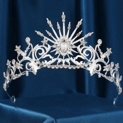 Sun Goddess Crown Wicca Pagan Tiaras Shiny Rhinestone Pearls Bride Wedding Crown-MoonChildWorld