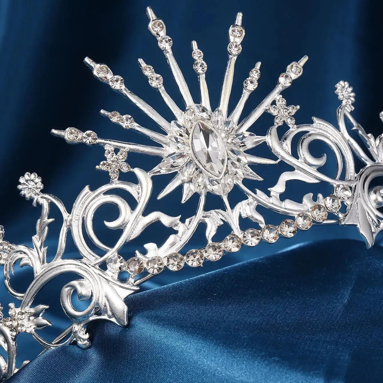 Sun Goddess Crown Wicca Pagan Tiaras Shiny Rhinestone Pearls Bride Wedding Crown-MoonChildWorld