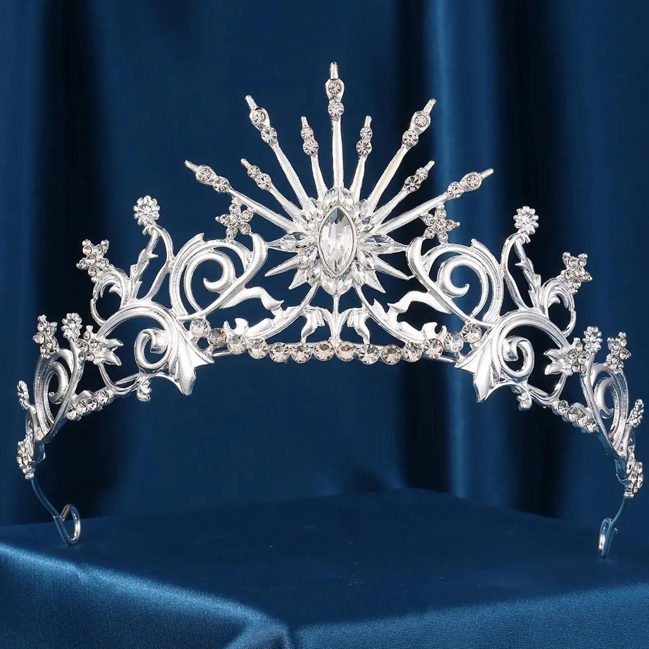 Sun Goddess Crown Wicca Pagan Tiaras Shiny Rhinestone Pearls Bride Wedding Crown-MoonChildWorld