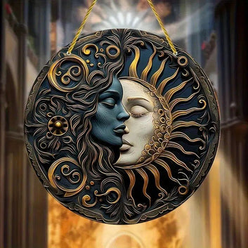 Sun Moon Acrylic Sign Window Decor Celestial Wall Hanging Art-MoonChildWorld