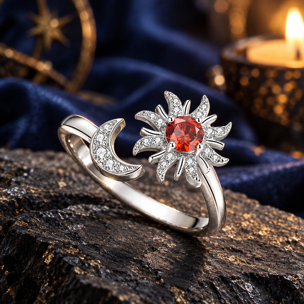 Sun Moon Adjustable Ring — ritual scene detail 2