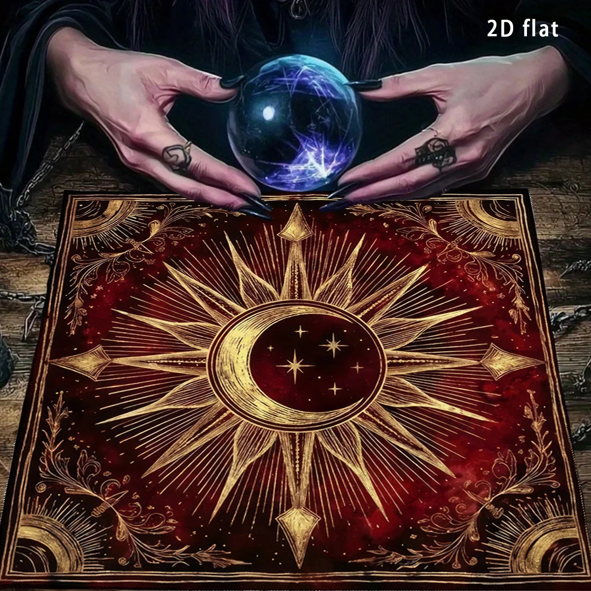 Sun and moon astrology tarot cloth – celestial divination altar cloth