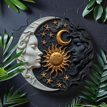 Sun Moon Celestial Metal Sign Magic Home Decor-MoonChildWorld