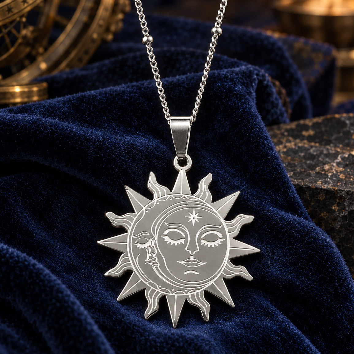 Sun Moon Face Necklace — ritual scene detail 4