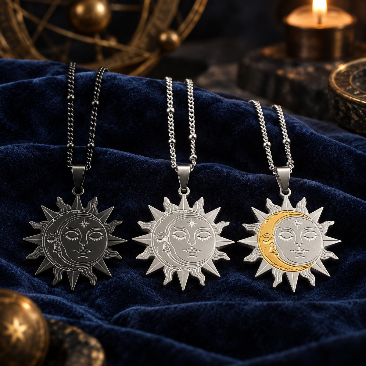 Sun Moon Face Necklace — ritual scene detail 1