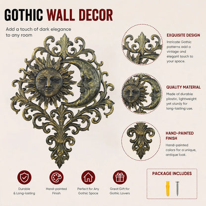 Sun moon face plaque – witchy celestial entryway decor styled