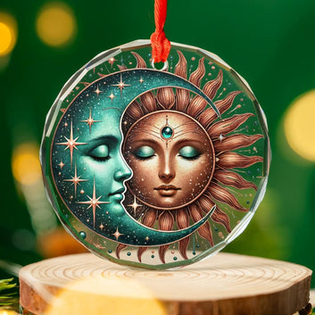 Sun Moon Goddess Glass Ornament Pagan Yule Ornament-MoonChildWorld
