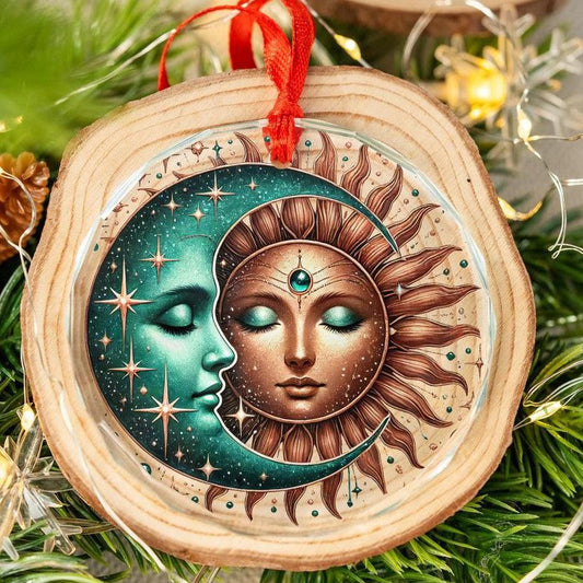 Sun Moon Goddess Glass Ornament Pagan Yule Ornament-MoonChildWorld
