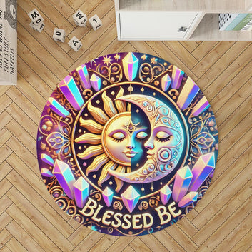 Sun Moon Goddess Round Rug Wicca Carpet for Pagan Home Decor-MoonChildWorld