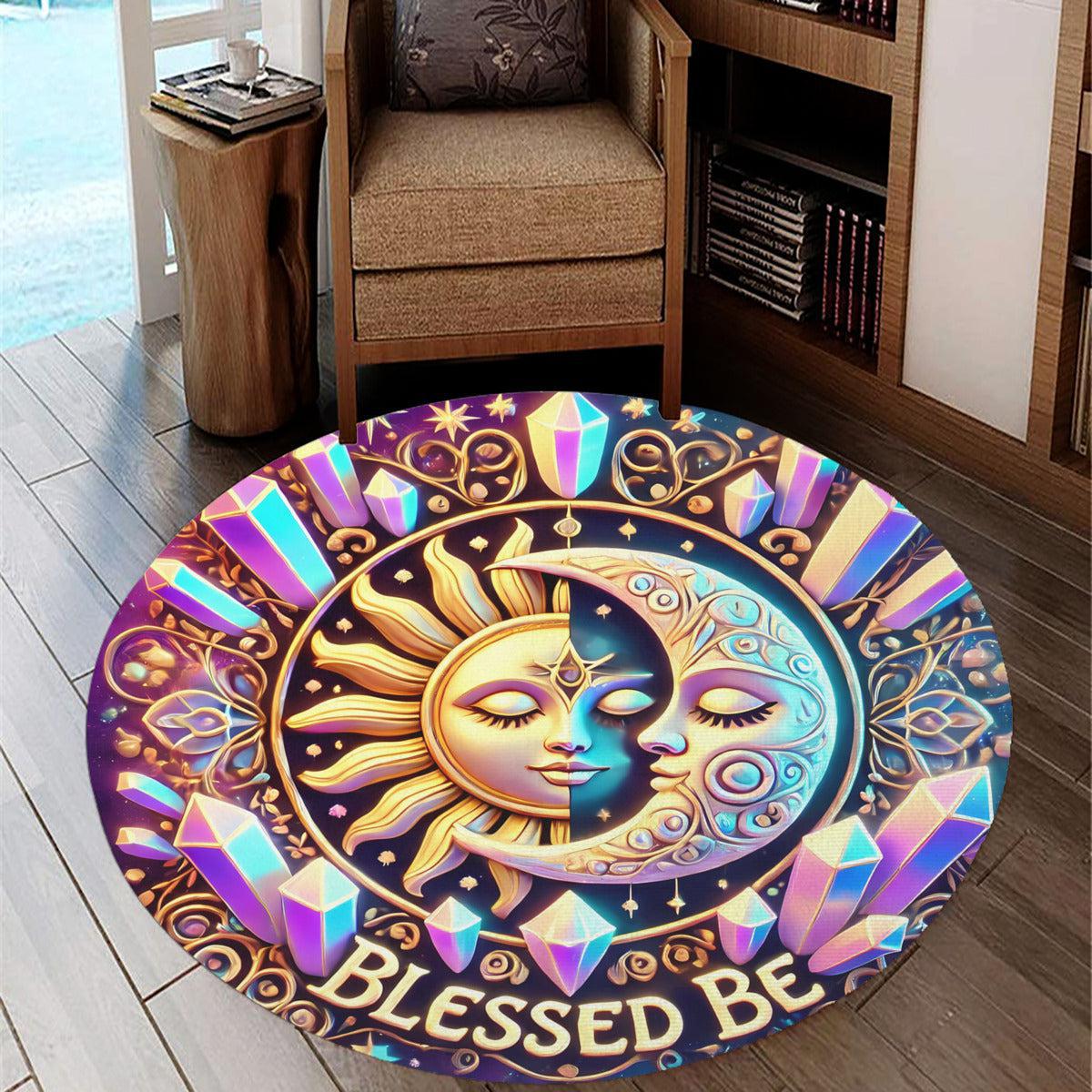 Sun Moon Goddess Round Rug Wicca Carpet for Pagan Home Decor-MoonChildWorld