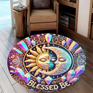Sun Moon Goddess Round Rug Wicca Carpet for Pagan Home Decor-MoonChildWorld