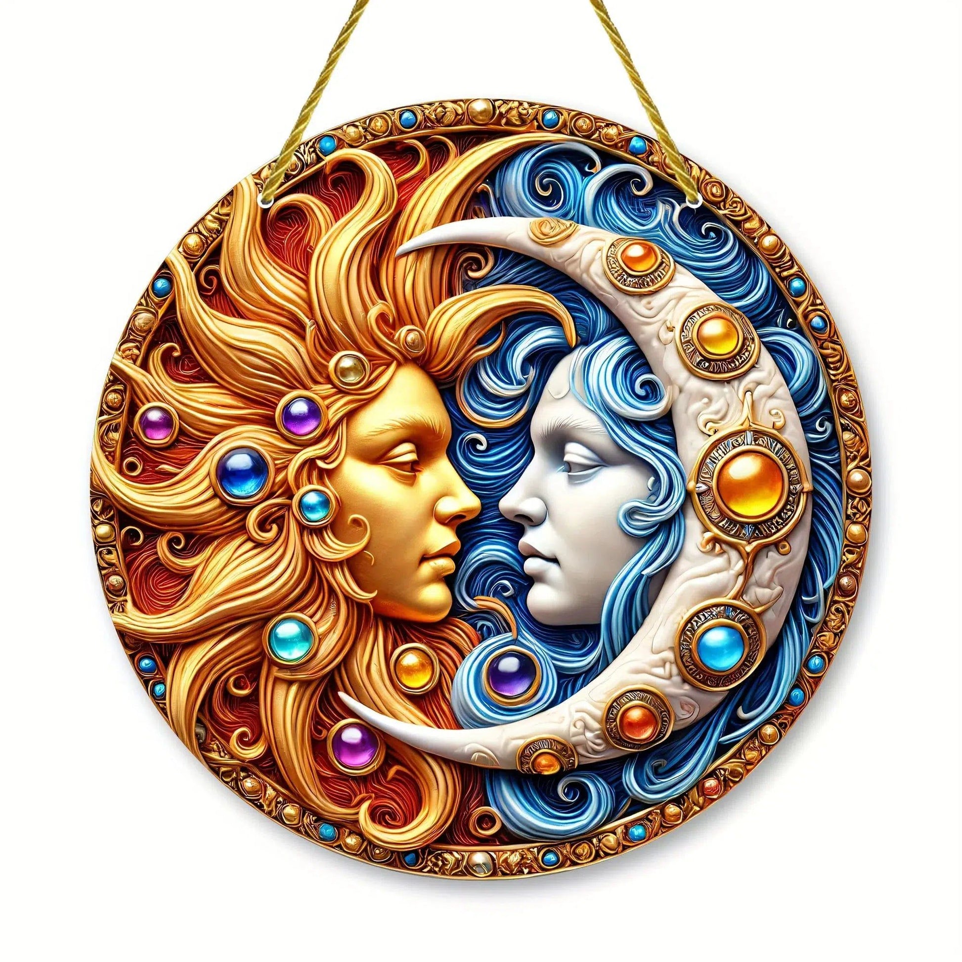 Sun Moon Goddess Suncatcher Celestial Acrylic Sign Sun Moon Window Hanging-MoonChildWorld