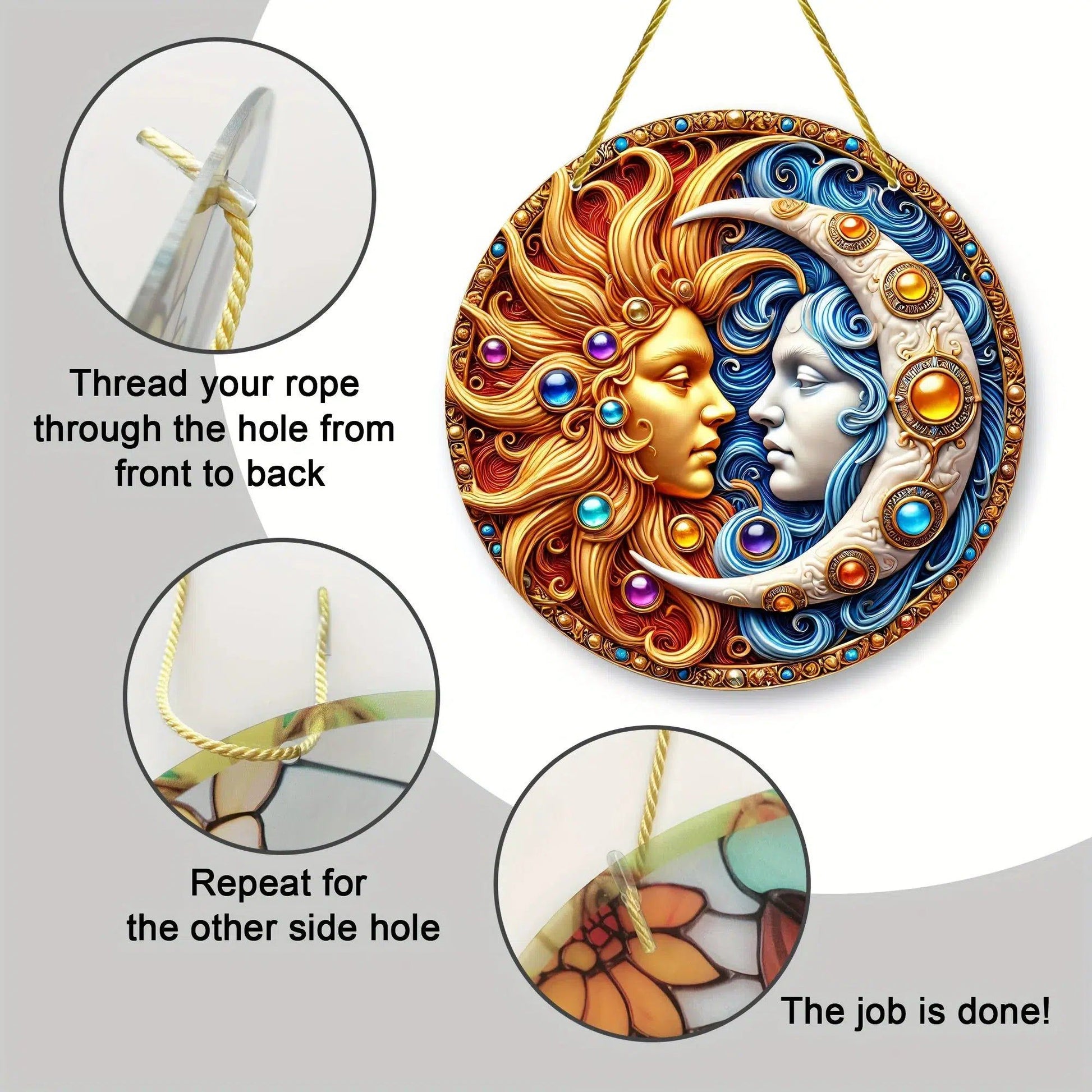 Sun Moon Goddess Suncatcher Celestial Acrylic Sign Sun Moon Window Hanging-MoonChildWorld