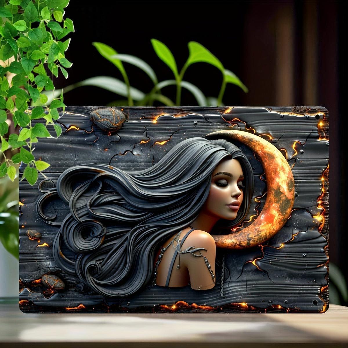 Sun Moon Goddess Wall Art Celestial Goddess Metal Sign Pagan Home Decorations-MoonChildWorld