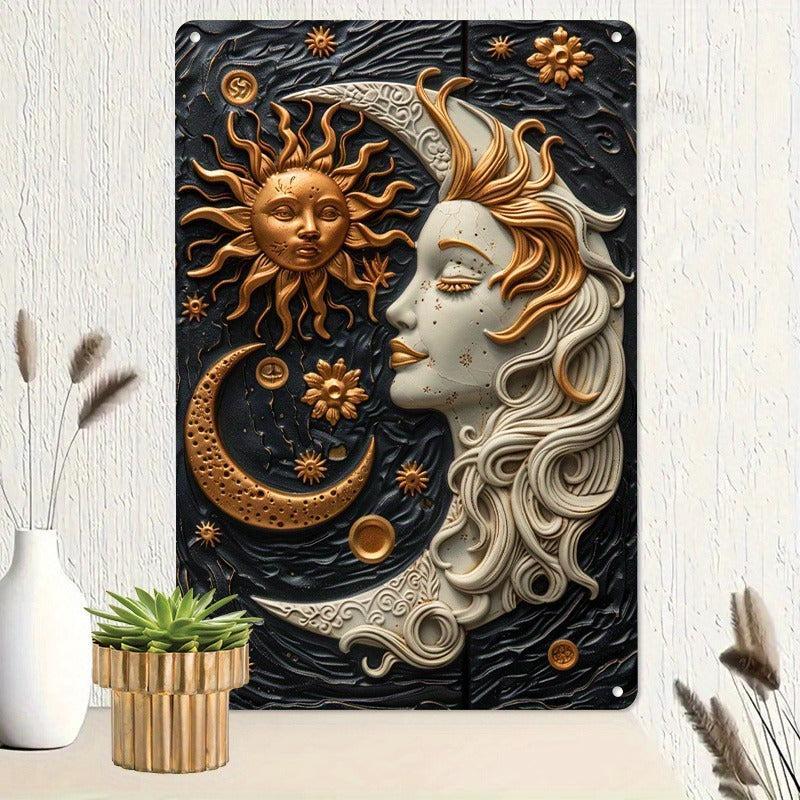 Sun Moon Goddess Wall Art Celestial Goddess Metal Sign Pagan Home Decorations-MoonChildWorld