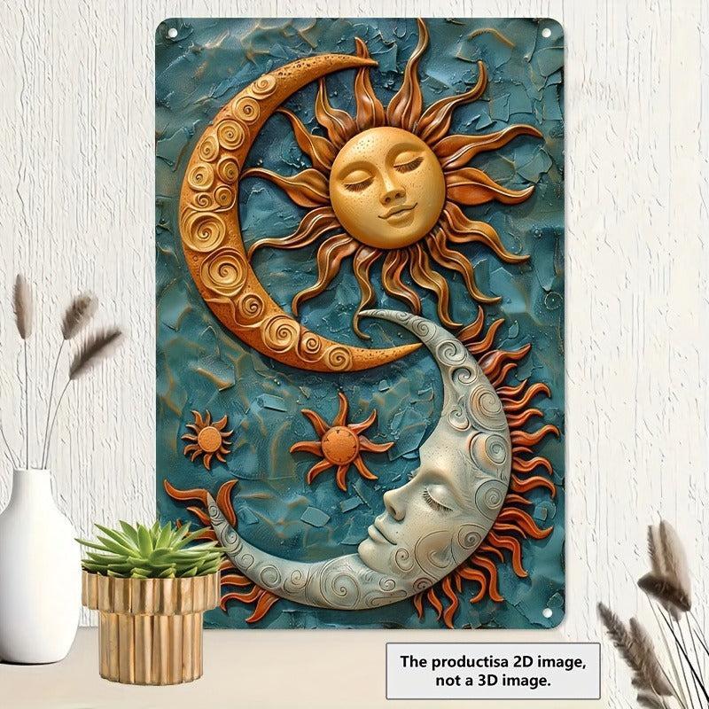 Sun Moon Goddess Wall Art Celestial Goddess Metal Sign Pagan Home Decorations-MoonChildWorld