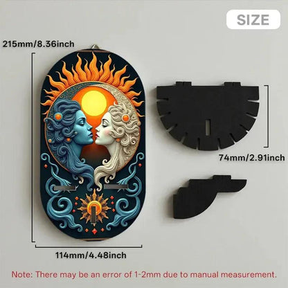 Sun Moon Goddess Wicca Wall Shelf for Crystals & Candles – Wooden Celestial Floating Shelf Pagan Altar Decor-MoonChildWorld