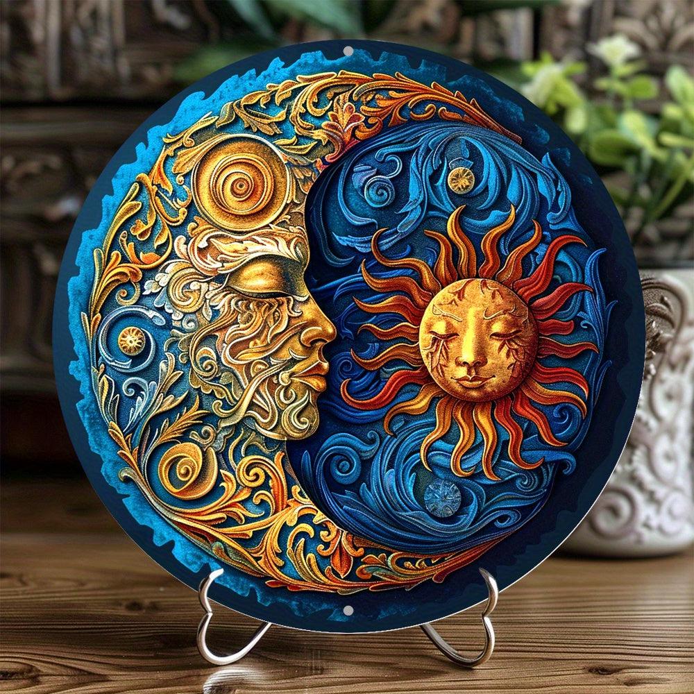 Sun Moon Metal Sign Mystic Wicca Home Decor-MoonChildWorld
