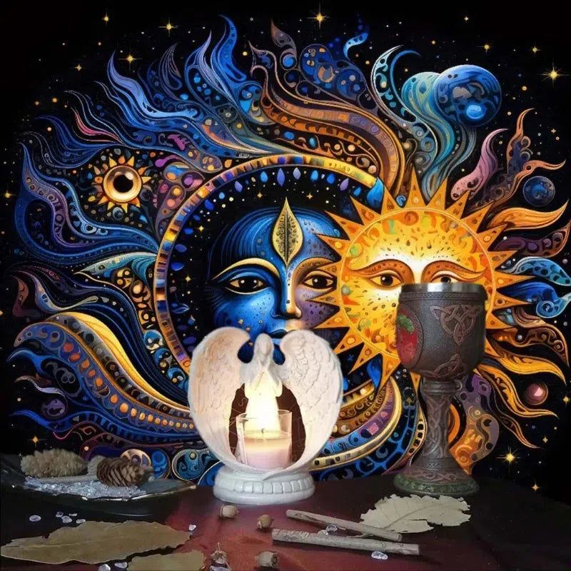 Sun Moon Tarot Card Tablecloth Astrology Wicca Altar Cloth-MoonChildWorld