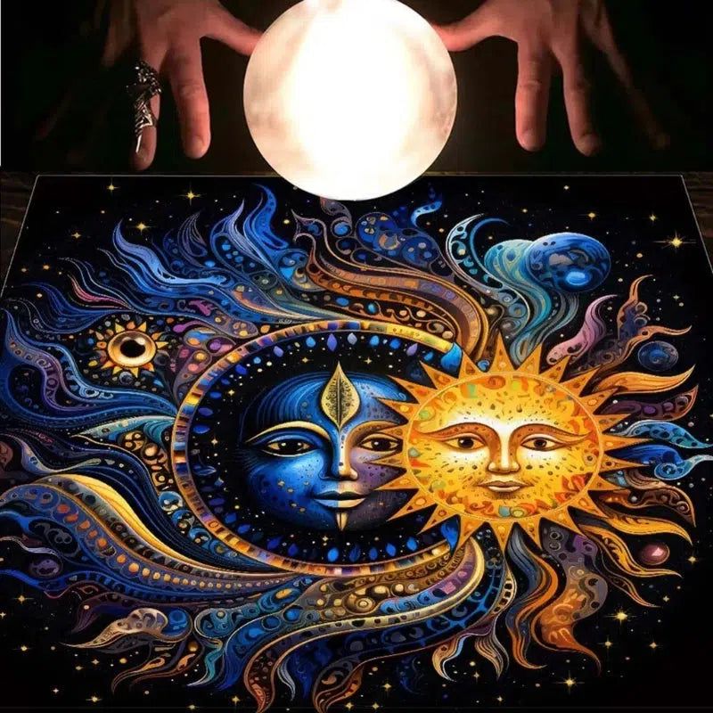 Sun Moon Tarot Card Tablecloth Astrology Wicca Altar Cloth-MoonChildWorld