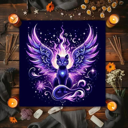 Sun Moon Wicca Divination Cloth Pagan Tree of life Tarot Cards Tablecloth Witchy Cat Altar Cloth-MoonChildWorld