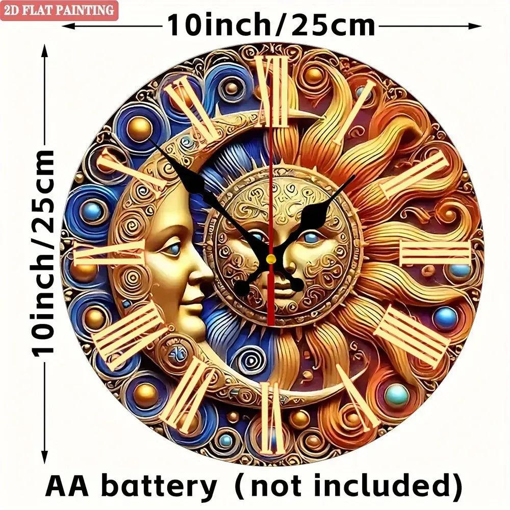 Sun Moon Wicca Wooden Wall Clock Pagan Wall Decor-MoonChildWorld