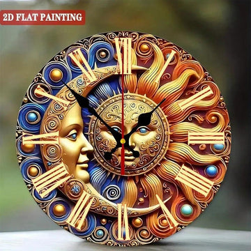 Sun Moon Wicca Wooden Wall Clock Pagan Wall Decor-MoonChildWorld