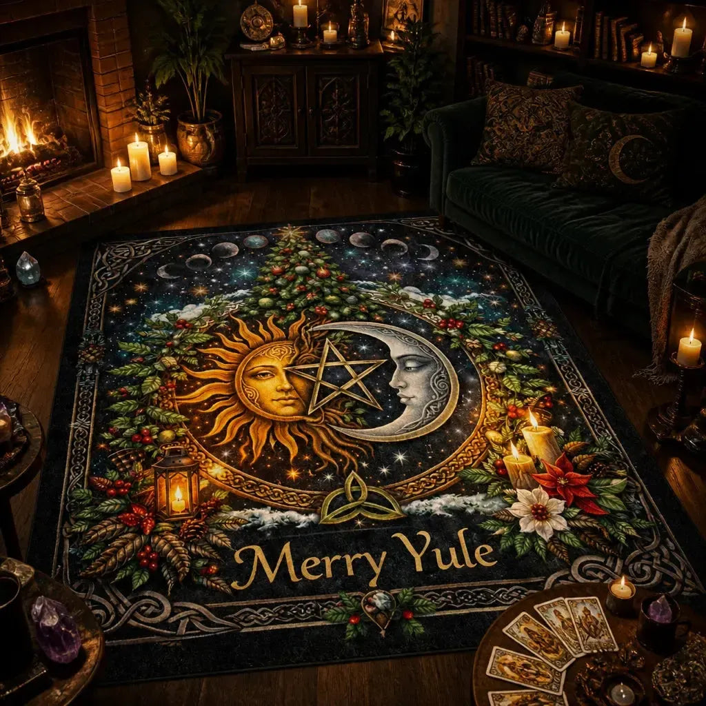 Sun & Moon Wiccan Area Rug for Yule Decor – Celestial Pagan Yule Carpet_mockup_1.webp