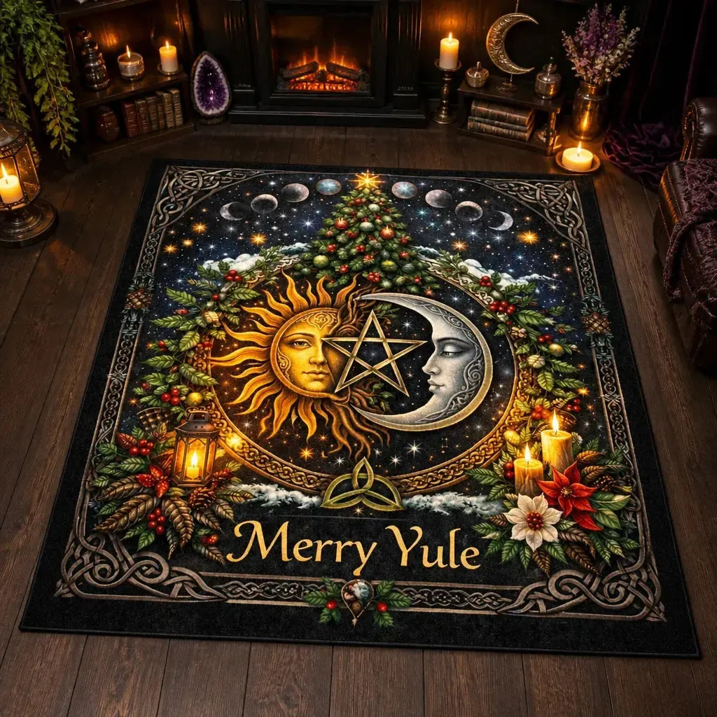 Sun & Moon Wiccan Area Rug for Yule Decor – Celestial Pagan Yule Carpet_mockup_2.webp