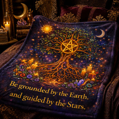 Sun Moon and Pentacle Tree of Life Wicca Blanket Pagan Decor with Cosmic Energy_mockup_3.webp
