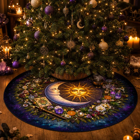 Sun and Moon Celestial Yule Tree Skirt – Pagan Witchy Gothic Decor_mockup_1.webp