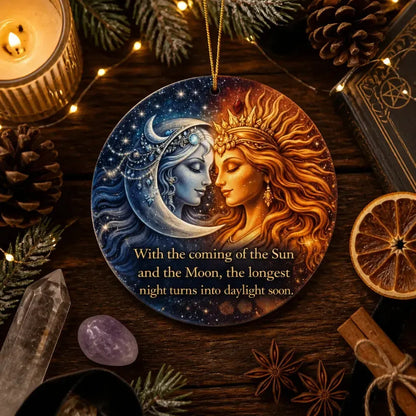 Sun and Moon Goddess Yule Ceramic Ornament – Wiccan Christmas Decor_mockup_3.webp