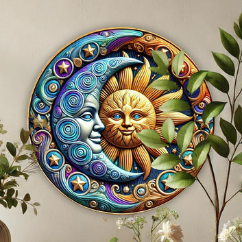 Sun and Moon Metal Sign Celestial Home Decor-MoonChildWorld