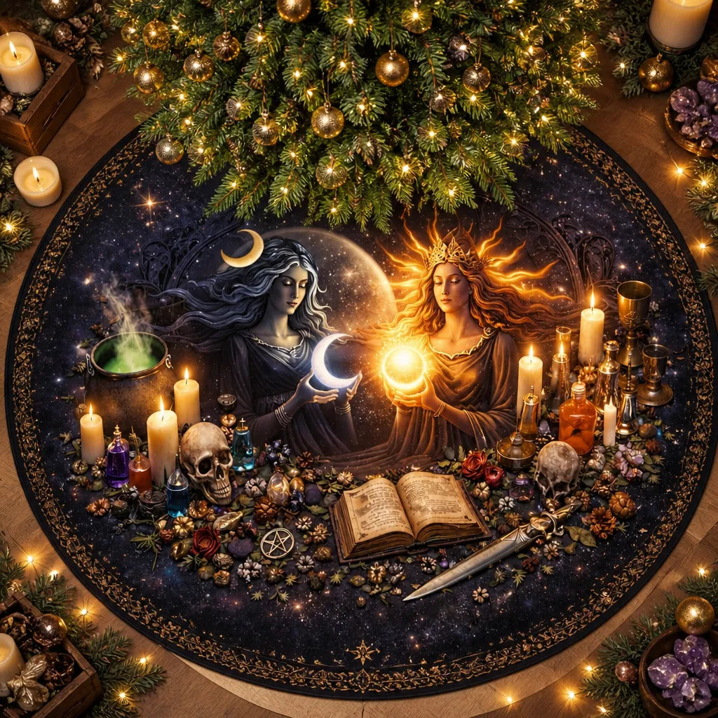 Sun and Moon Mother Earth Yule Tree Skirt – Pagan Witch Gothic Decor_mockup_1.webp