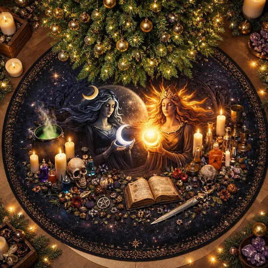 Sun and Moon Mother Earth Yule Tree Skirt – Pagan Witch Gothic Decor_mockup_1.webp