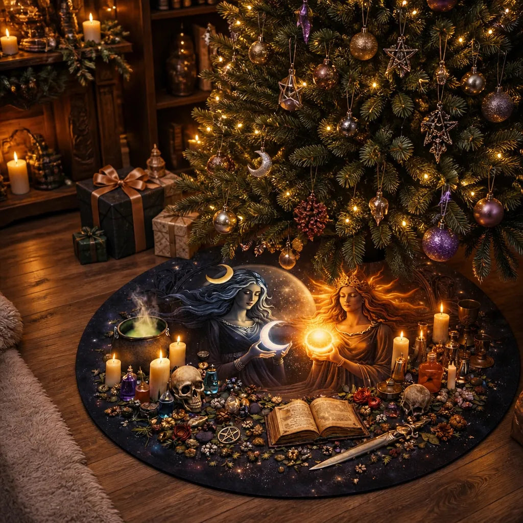 Sun and Moon Mother Earth Yule Tree Skirt – Pagan Witch Gothic Decor_mockup_2.webp